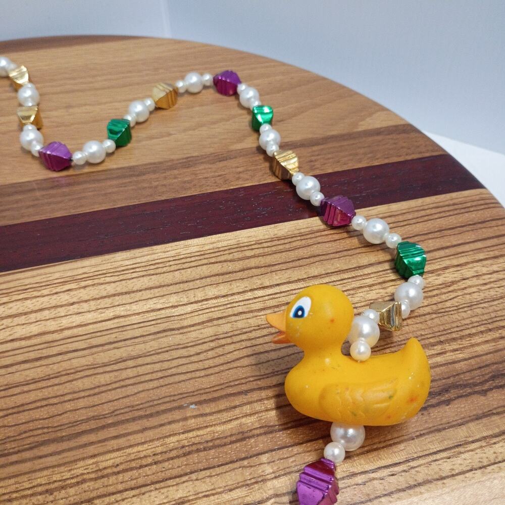 Mardi Gras Rubber Duck Ducky Beaded Necklace New Orleans Carnival - Picture 4 of 5